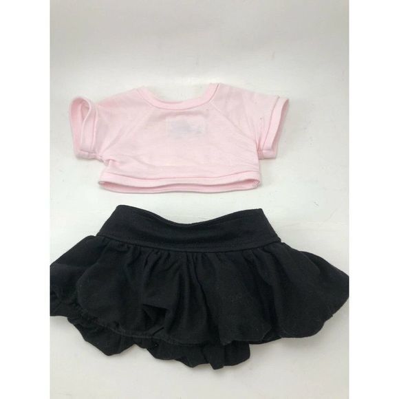 Build A Bear Classic Light Brown Shaggy Fur Bear Plush W/Outfit Pink Black Skirt - Picture 10 of 12